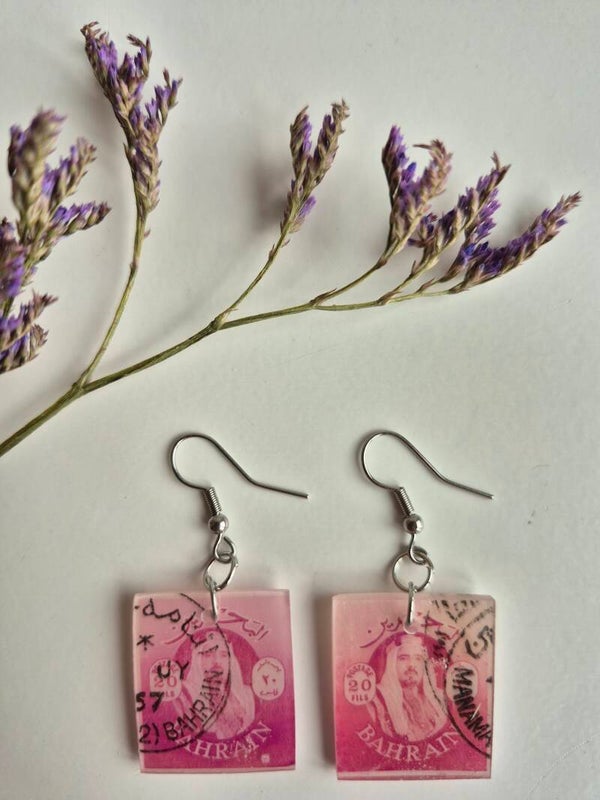 Postal stamp earring