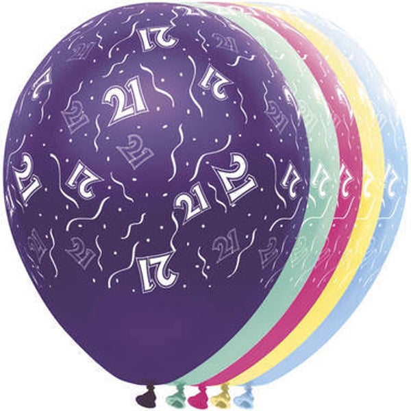 LO41 Latex ballon met opdruk (21) licht blauw met helium