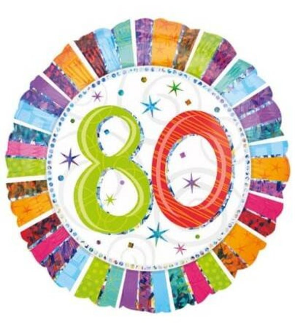 FBC35 Folie ballon 80 jaar streepjes