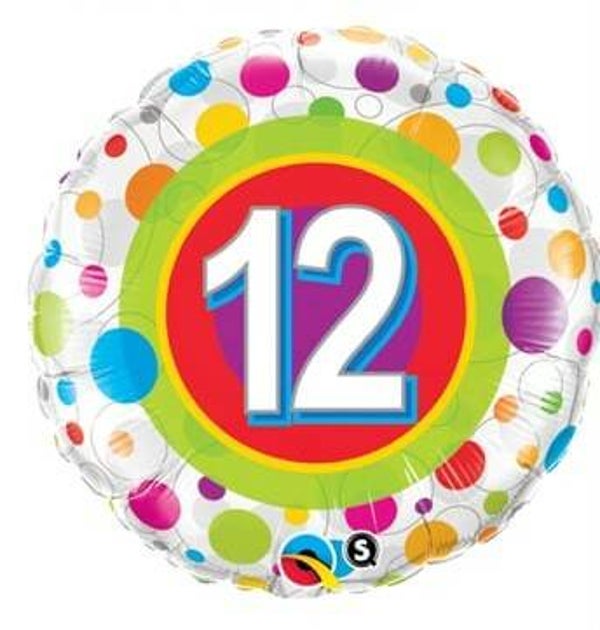 FBC15 Folie ballon 12 jaar stippen