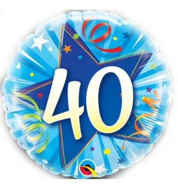 FBC27 Folie ballon 40 jaar blauw met confetti