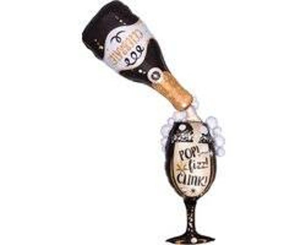 FBO30 Champagne fles met champagne glas