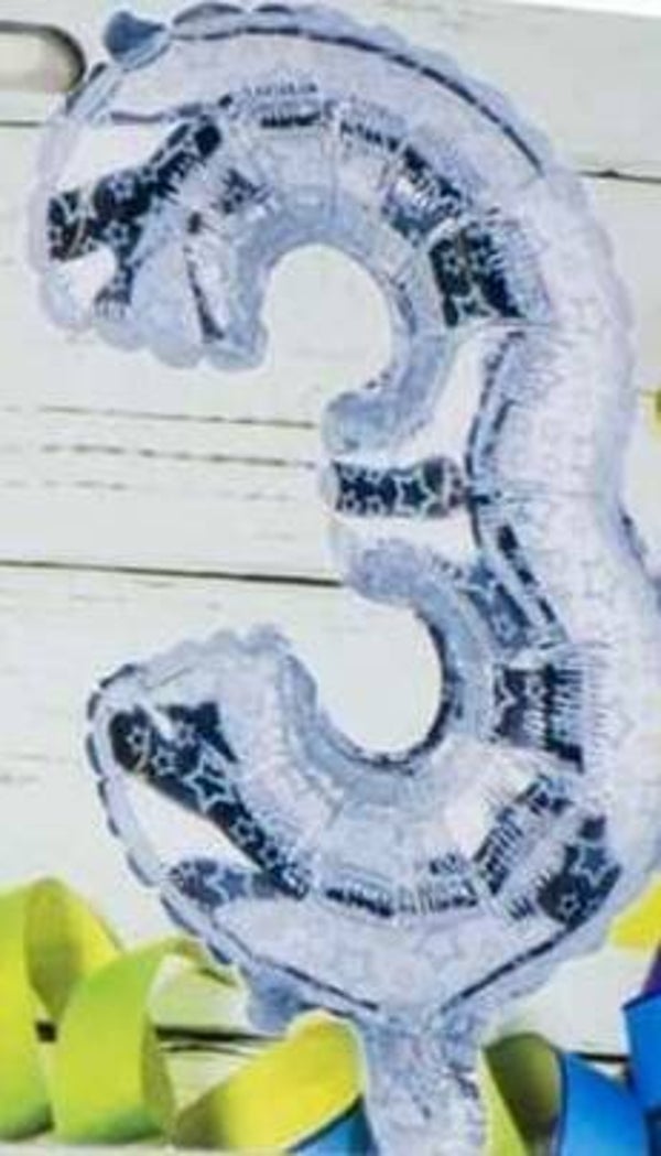 CKV3 Cijfer 3 zilver blauw