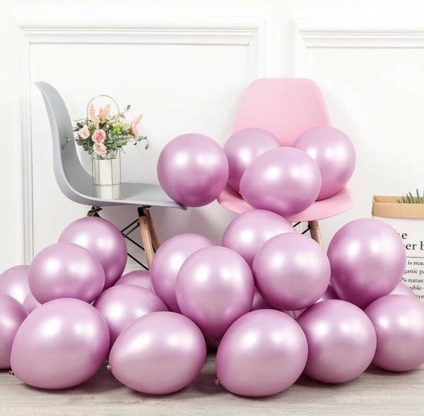 LR2 Latex metallic roze ballon met helium