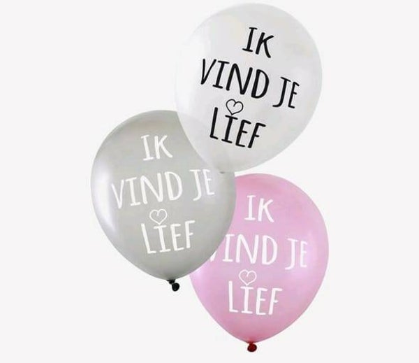 LO5 Latex ballon met opdruk (ik vind je lief) roze met helium
