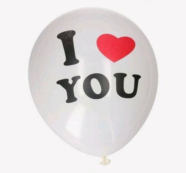 LO7 Latex ballon met opdruk (i love you) wit met helium