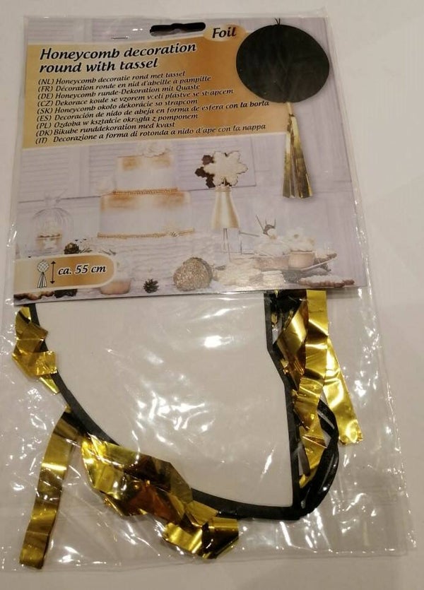 OV2 Honingraat decoratie bal zwart
