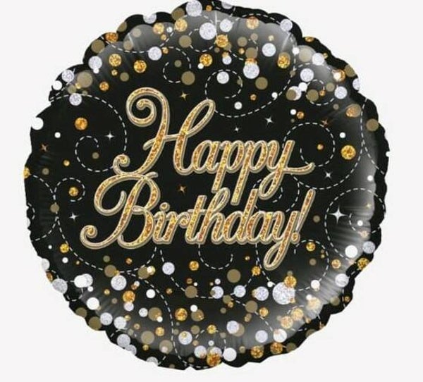 FBV25 Happy birthday zwart goud