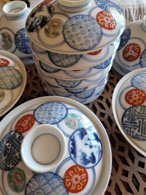 ARITA-YAKI Rice bowls with lids X 10