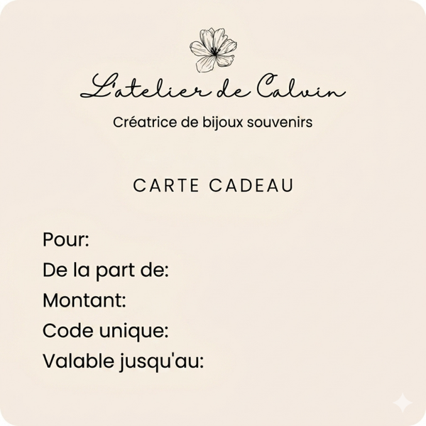Carte cadeau - Bijou souvenir d'émotion.