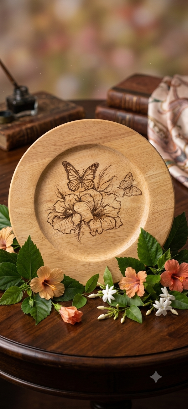 Engraved oak plate