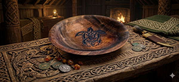 Black walnut bowl w turtle engraving