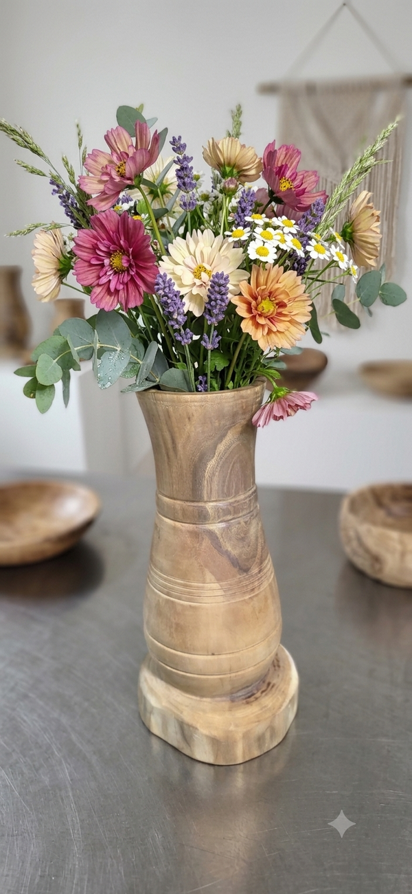 Hblack walnut vase