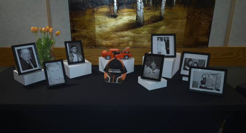 Candlelit memorial keepsake display