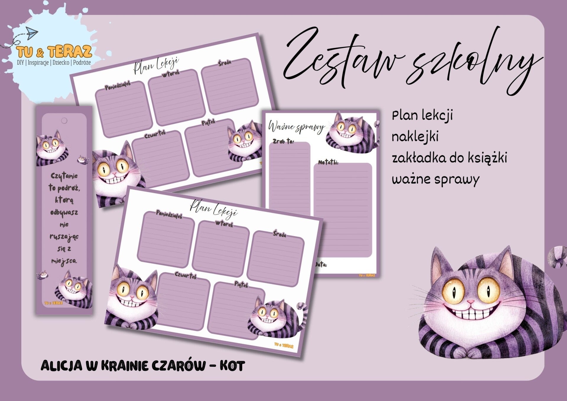 Zestaw szkolny -  Alicja w Krainie Czarów - Kot