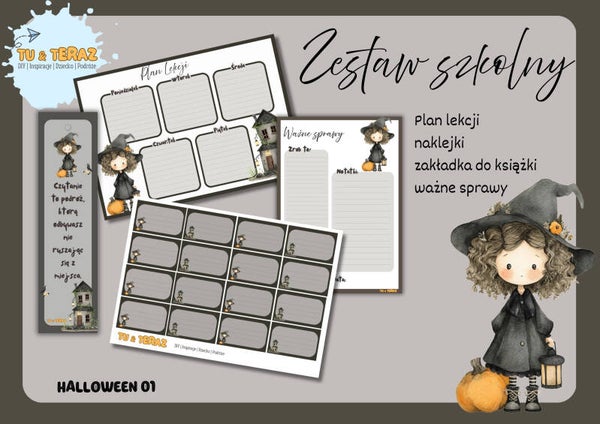 Zestaw szkolny -  Halloween - czarownica