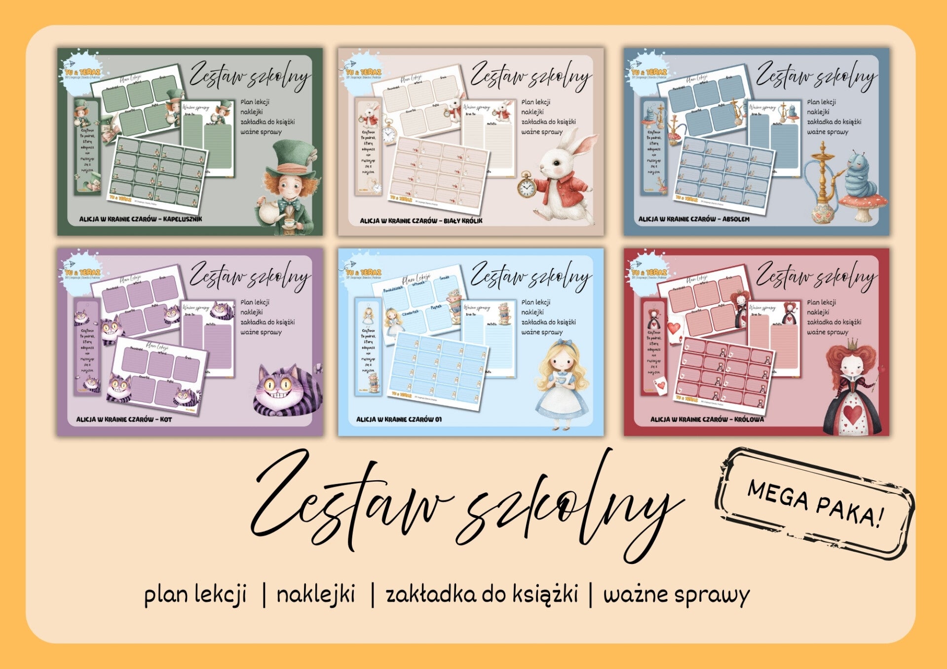 Zestaw szkolny -  Alicja w Krainie Czarów - 6 zestawów