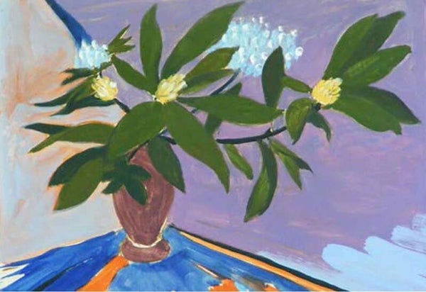 Flowers in a purple vase