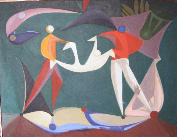 Figures carrying a white figure, 1953