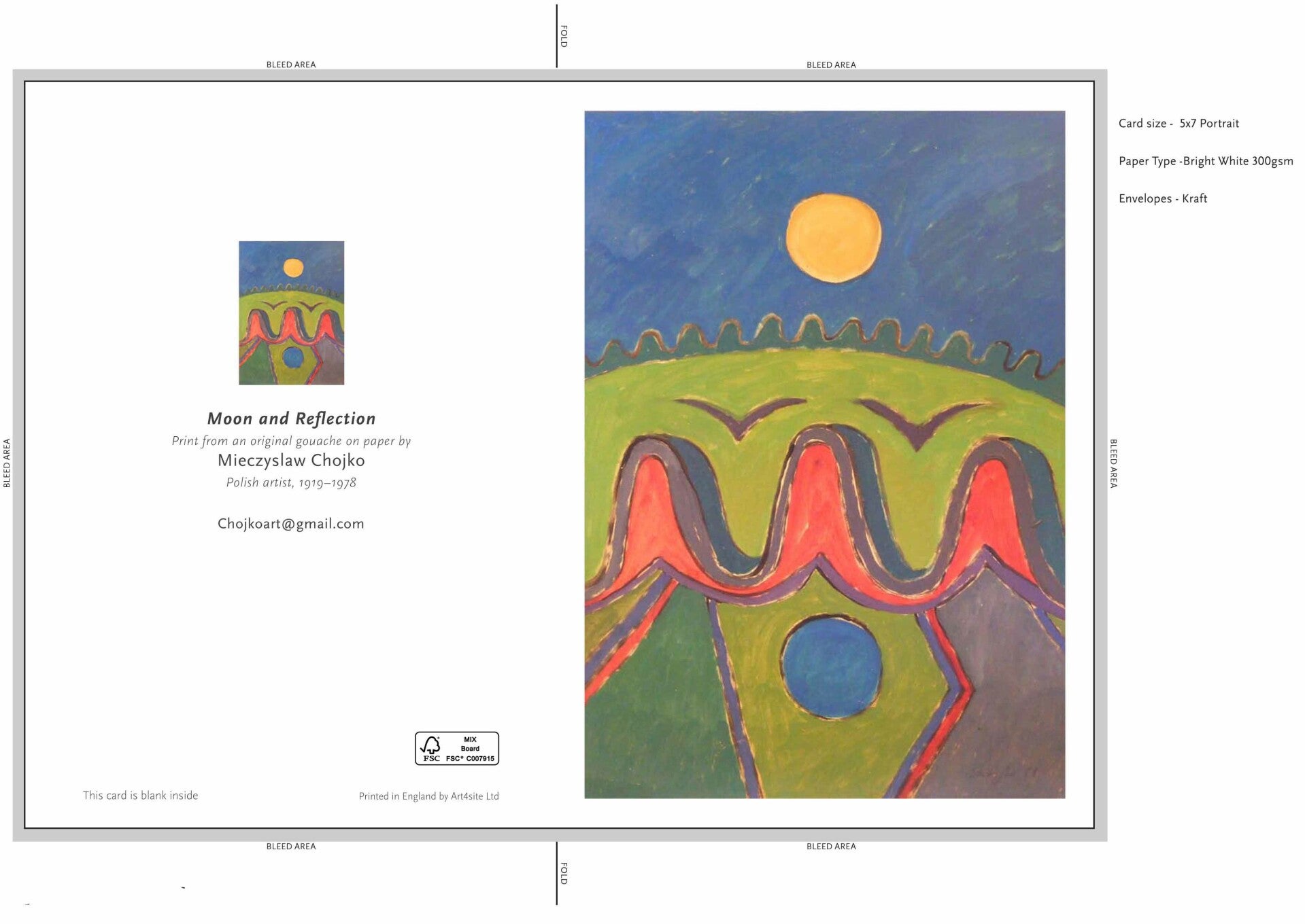 Moon and reflection card