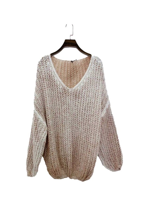 Oversized bicolored sweater bronze