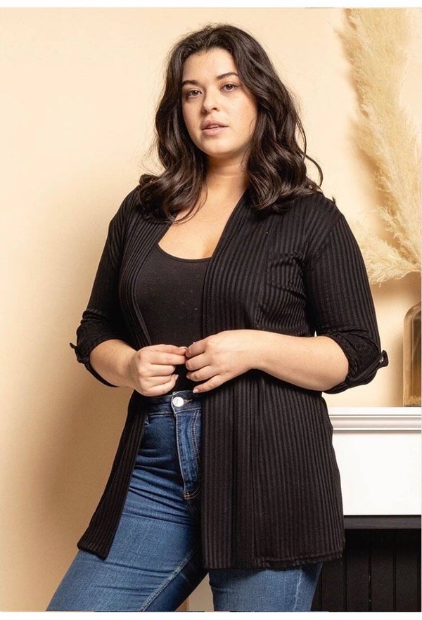 Zwart geribbeld vest