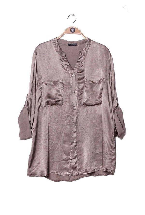 Zijdezacht hemd camel