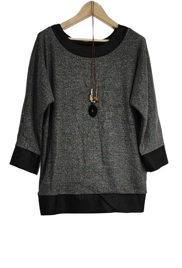 Losse glanzende tuniek parelgrijs