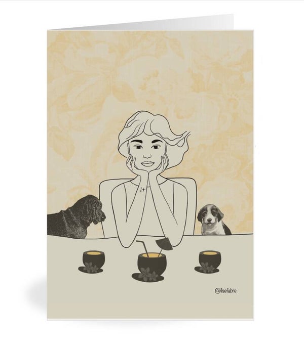 Wenskaarten - ‘Dogs and drinks’ : Pakketje van 5 kunstkaarten