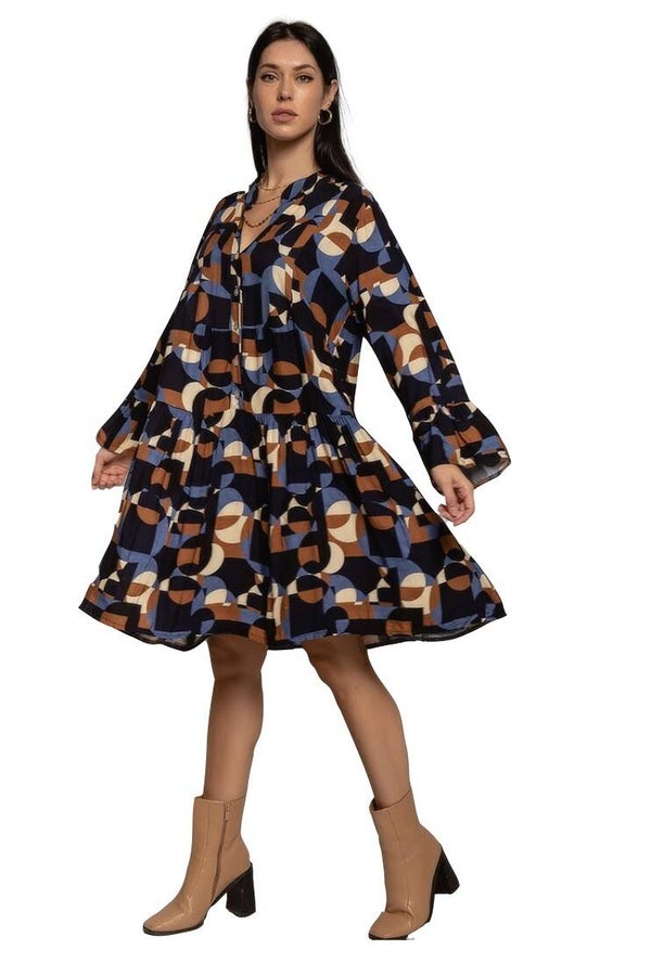 Dress navy with print
