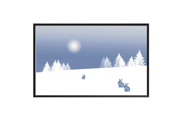 Poster ingelijst ‘First snow’ blauw