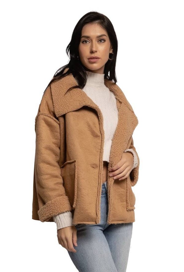 Faux suede jacket camel