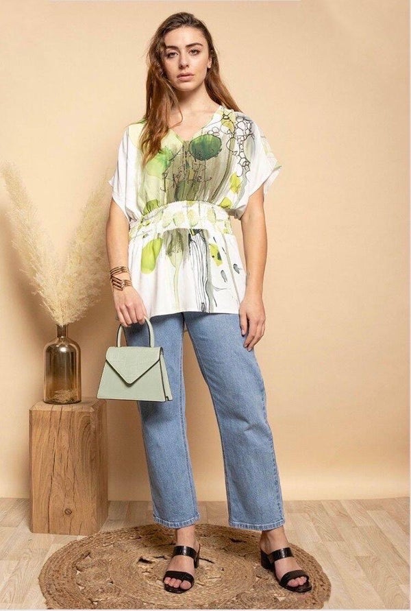 Blouse met print en strass steentjes