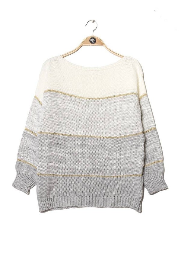 Sweater gray with gold stripes