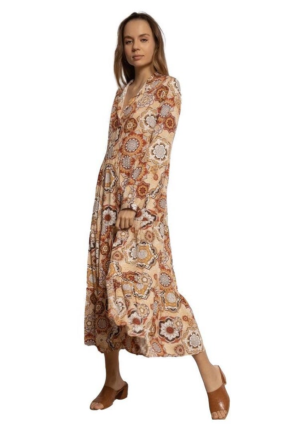 Beige hemdjurk met print