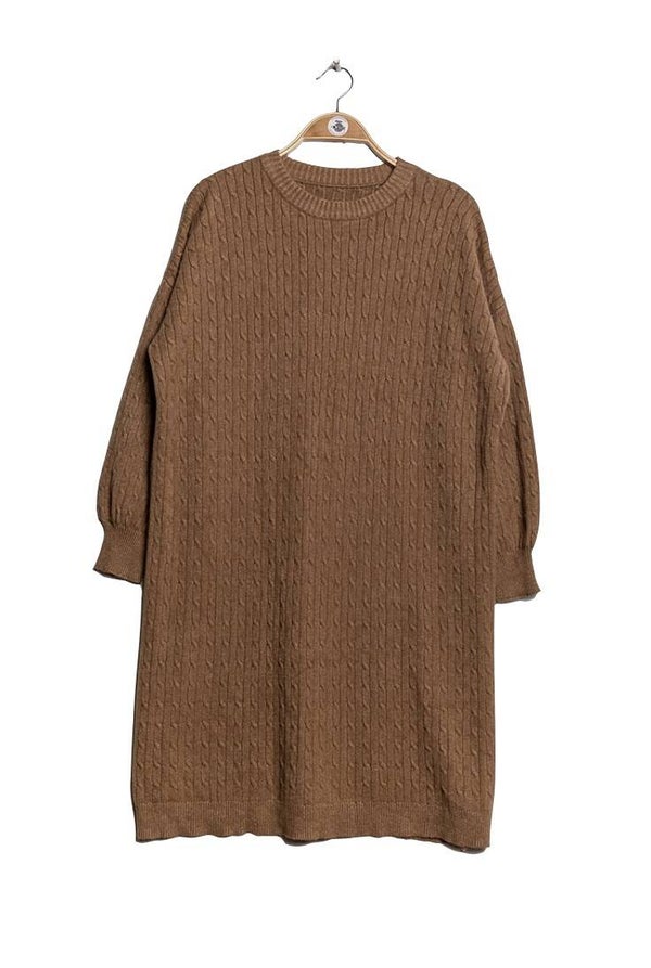 Cable knit dress bronze
