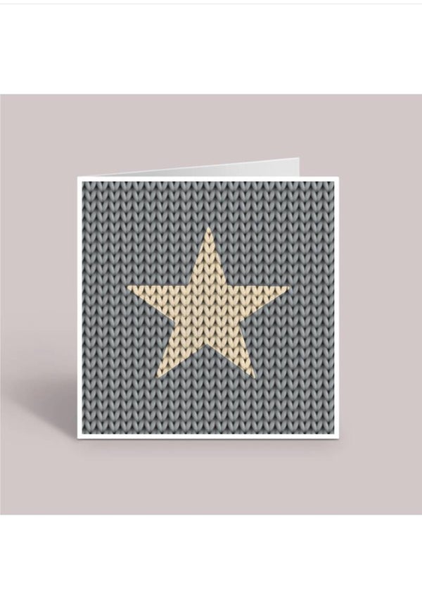 3  kerstkaarten ‘Knit star’