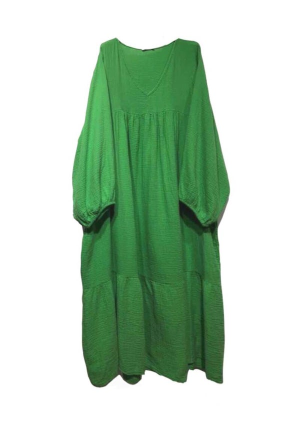 Katoenen midi-jurk groen