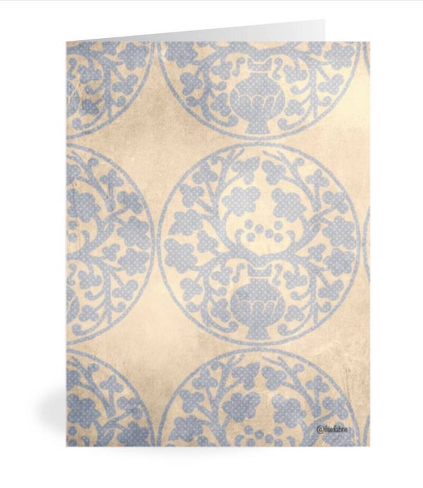 Lentekaarten - ‘Folk garden’ blue: pakketje van 5 kunstkaarten