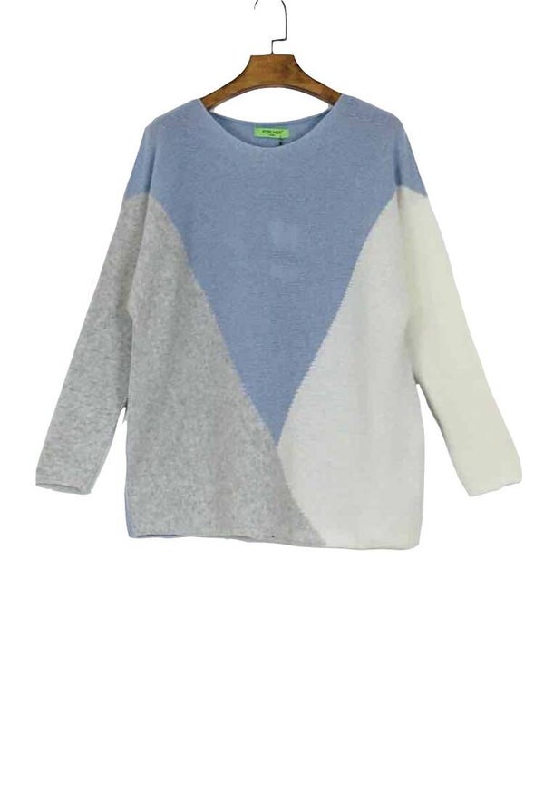 Tricolor oversized trui lichtblauw