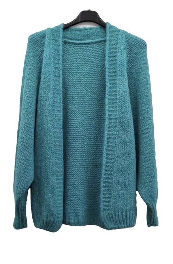 Cardigan turqouise with puffed sleeves