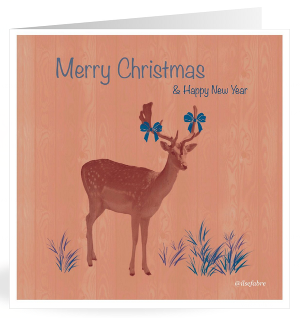 Kerstkaarten - 'Deer orange' - pakketje met 5 kunstkaarten