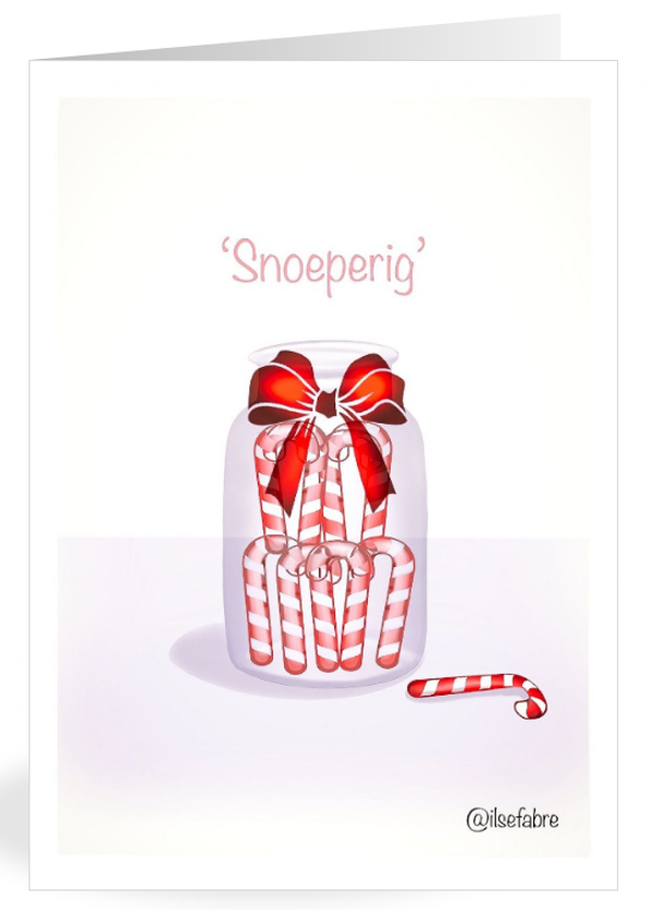 Kerstkaarten - 'Snoeperig' - pakketje met 5 kunstkaarten