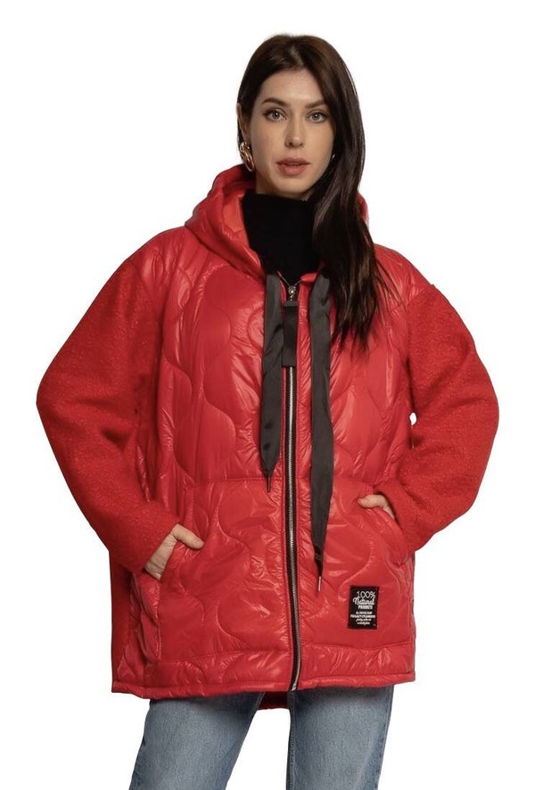 Bimateriaal Puffer jacket rood