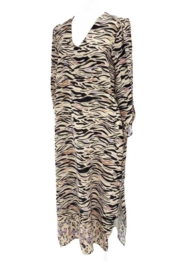 Jurk in beige met print