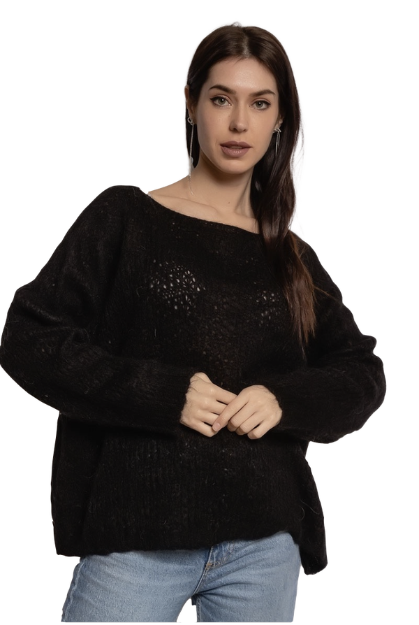 Zwarte trui in mohair