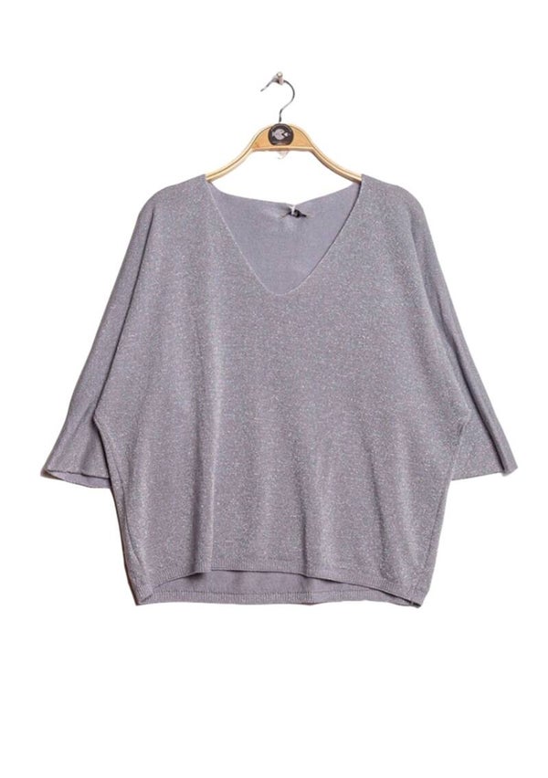 Glinsterende trui grijs