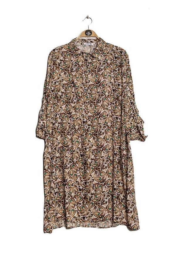 Hemd-jurk met paisley-print zwart