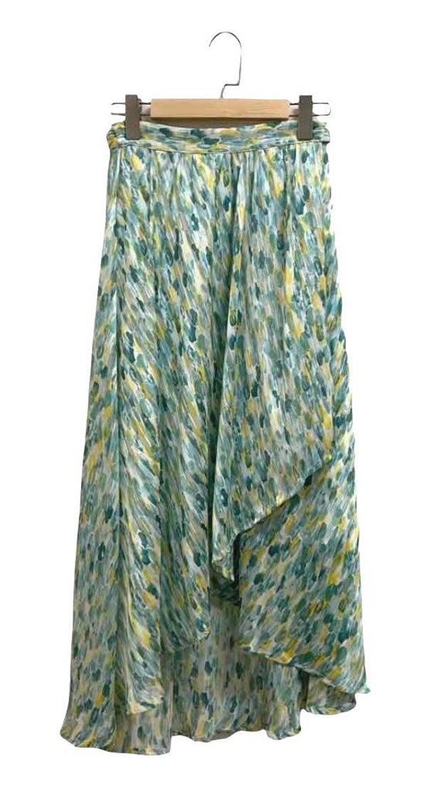 Groene wikkelrok met print