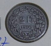 2 Franken 1908 Silber